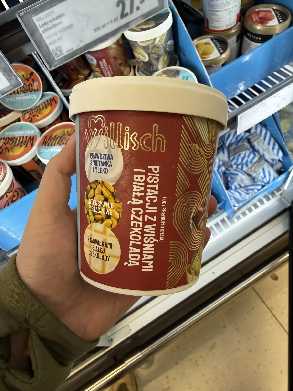 Willisch Lody o smaku Pistacji z wiśniami i białą czekoladą | 400g / 465ml