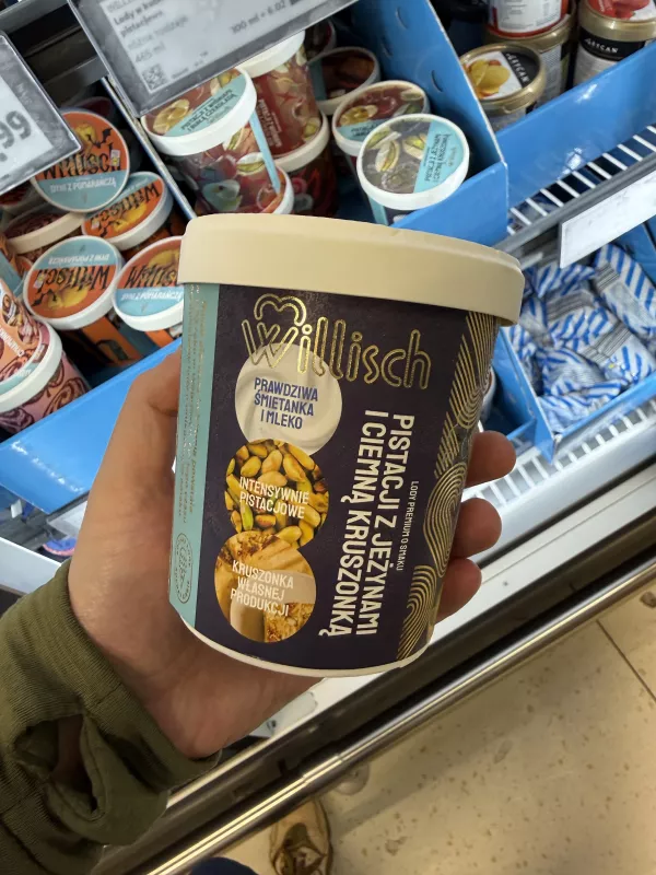 Willisch Lody o smaku Pistacji z jeżynami i ciemną kruszonką | 400g / 465ml
