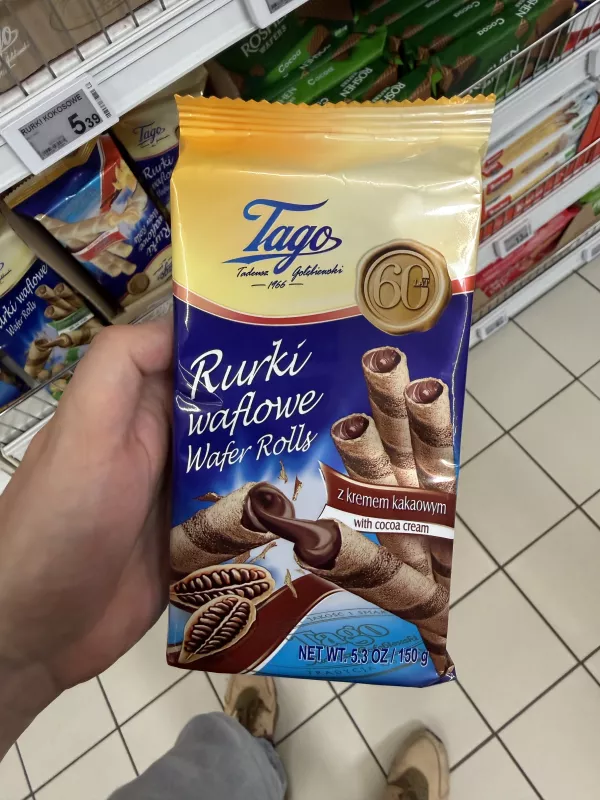 Tago Rurki waflowe z kremem kakaowym | 150g