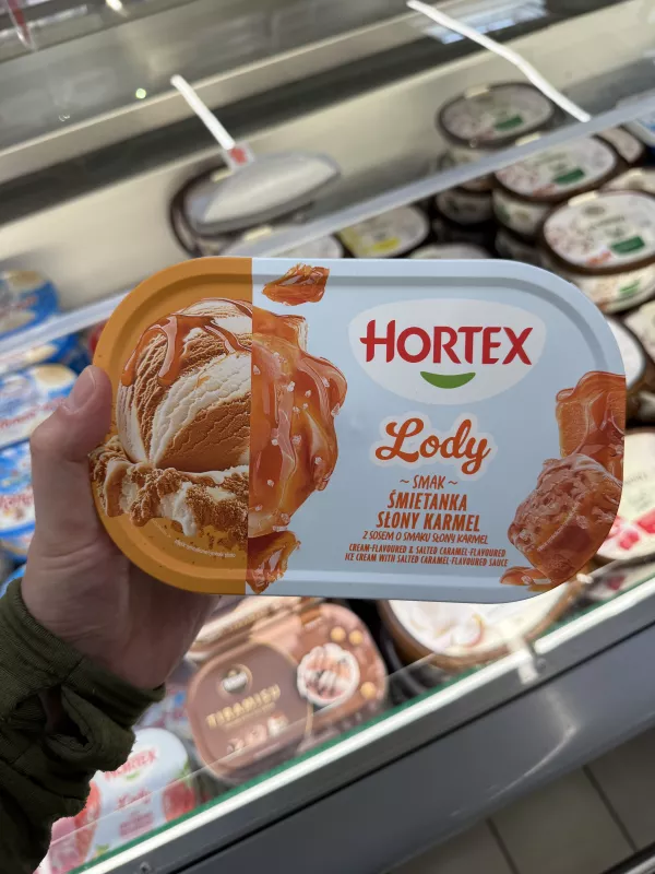 Hortex Lody smak śmietanka słony karmel z sosem o smaku słony karmel | 900ml / 470g
