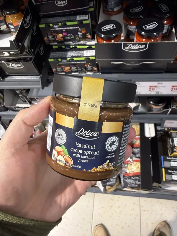 Deluxe Hazelnut Cocoa Spread with Hazelnut Pieces / Krem orzechowo-kakaowy z kawałkami orzechów laskowych | 200g