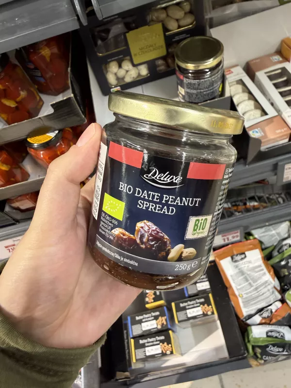 Deluxe Bio Date Peanut Spread / Ekologiczny krem z syropu daktylowego i orzeszków ziemnych z kakao | 250g