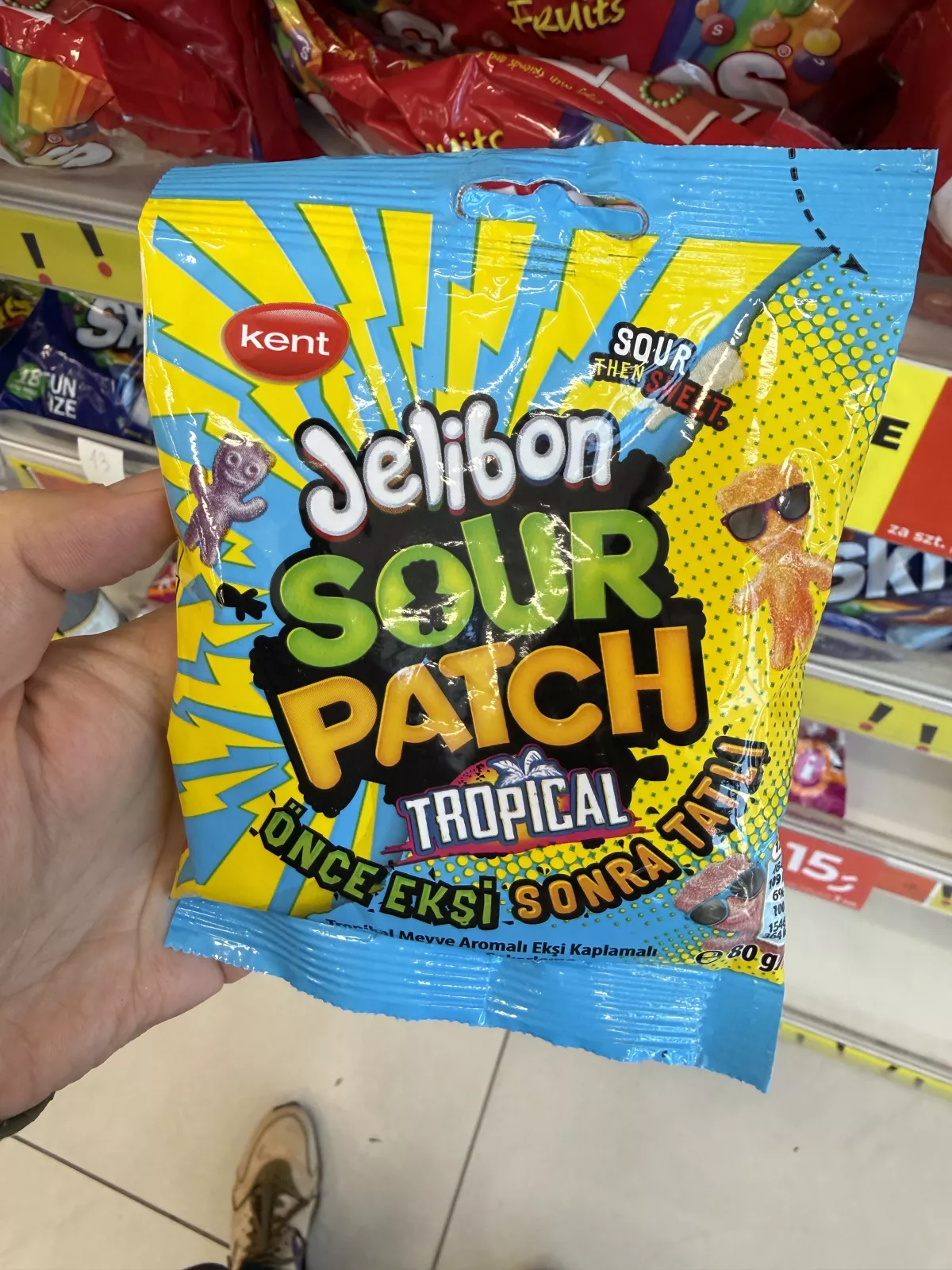 Kent Jelibon Sour Patch Tropical / żelki o smaku owoców tropikalnych w kwaśnej posypce | 80g