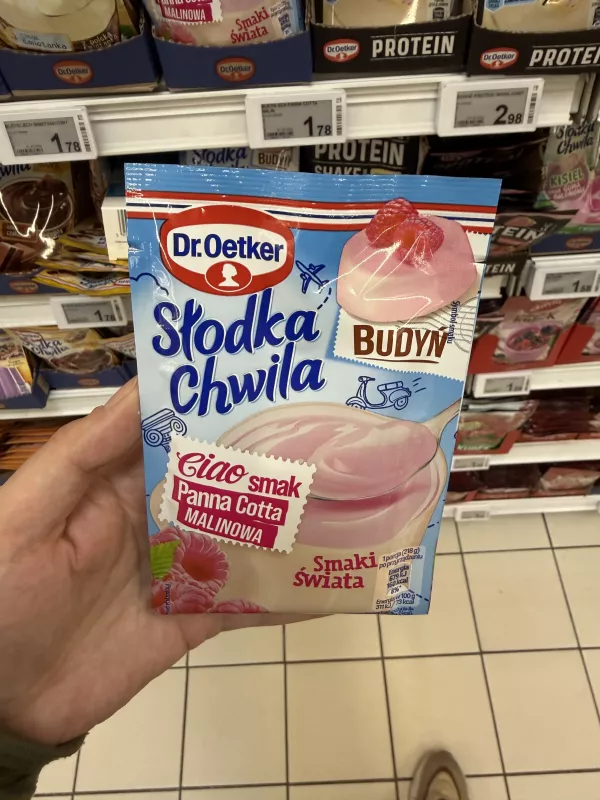 Dr. Oetker Słodka Chwila Budyń Ciao smak panna cotta malinowa | 43g