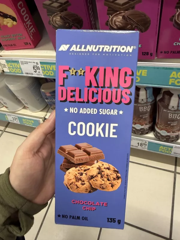 Allnutrition F**king Delicious No Added Sugar Cookie Chocolate Chip / Ciasteczka z kawałkami czekolady | 135g