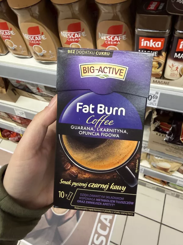 Big-Active Fat Burn Coffee rozpuszczalny napój kawowy o smaku czarnej kawy | 100g
