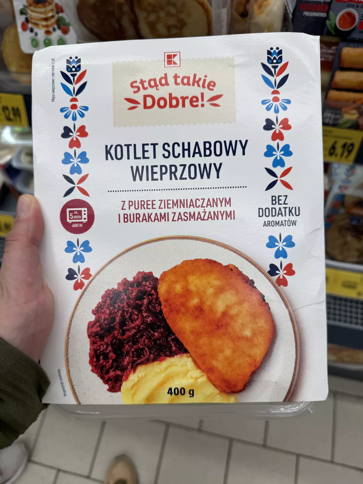 Kotlet schabowy wieprzowy z puree ziemniaczanym i burakami zasmażanymi Stąd takie Dobre! | 400g