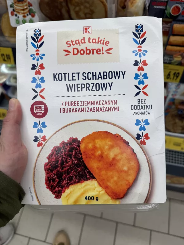 Kotlet schabowy wieprzowy z puree ziemniaczanym i burakami zasmażanymi Stąd takie Dobre! | 400g