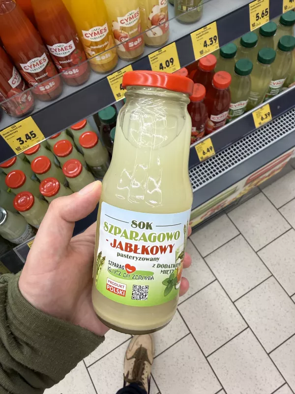 Sok szparagowo-jabłkowy pasteryzowany z dodatkiem mięty | 300ml