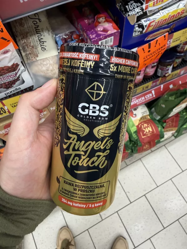 GBS Angel’s Touch kawa rozpuszczalna o zwiększonej zawartości kofeiny o smaku batonika wafelkowego | 100g
