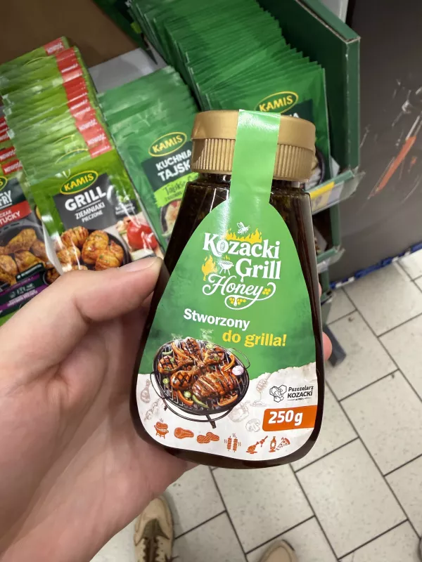 Pszczelarz Kozacki Grill Honey miód nektarowy z przyprawami | 250g