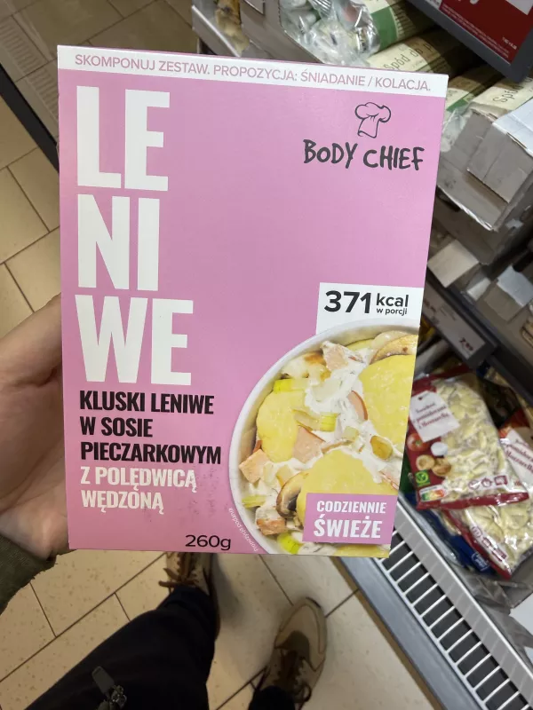 Body Chief Leniwe – kluski leniwe w sosie pieczarkowym z polędwicą wędzoną | 260g