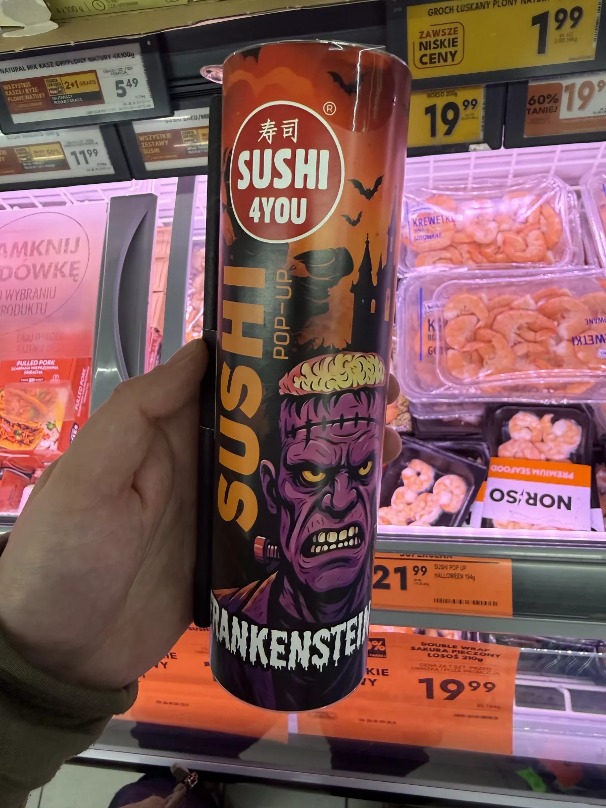 Sushi 4You Sushi Pop-Up Futomaki Łosoś z serkiem śmietankowym i papryką (Halloween Frankenstein) | 194g