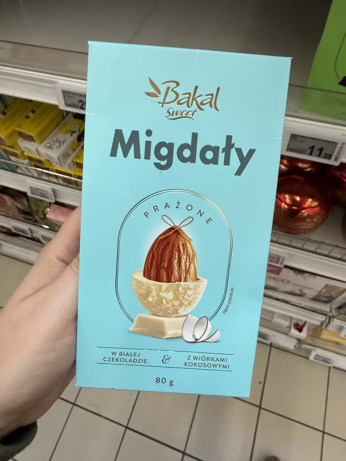 Bakal Sweet Migdały prażone w białej czekoladzie z wiórkami kokosowymi | 80g