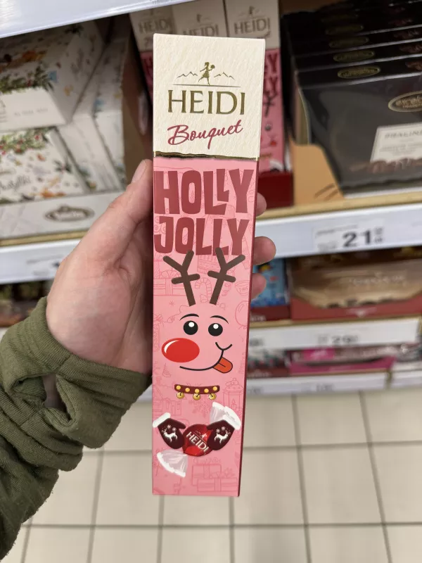 Heidi Bouquet Holly Jolly / Praliny w mlecznej czekoladzie z nadzieniem i całymi karmelizowanymi orzechami laskowymi | 70g