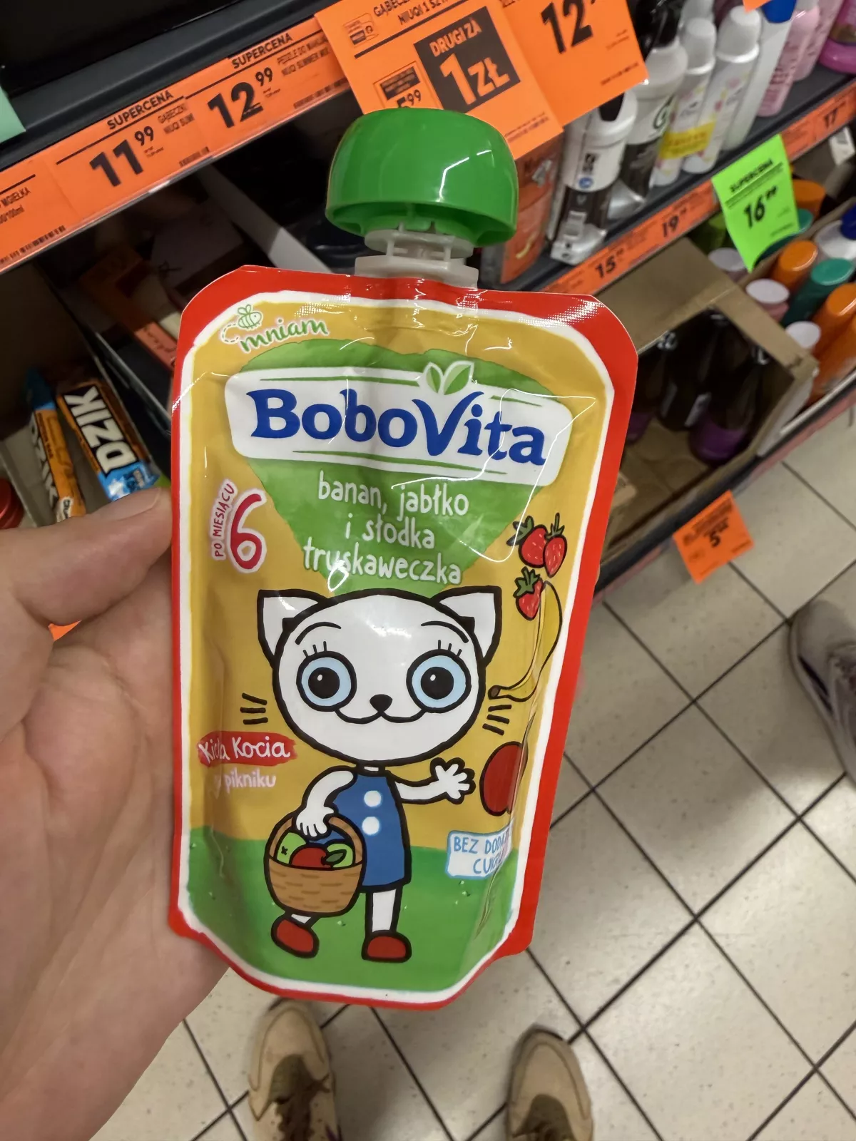 BoboVita Kicia Kocia na pikniku Mus banan, jabłko i słodka truskaweczka | 100g