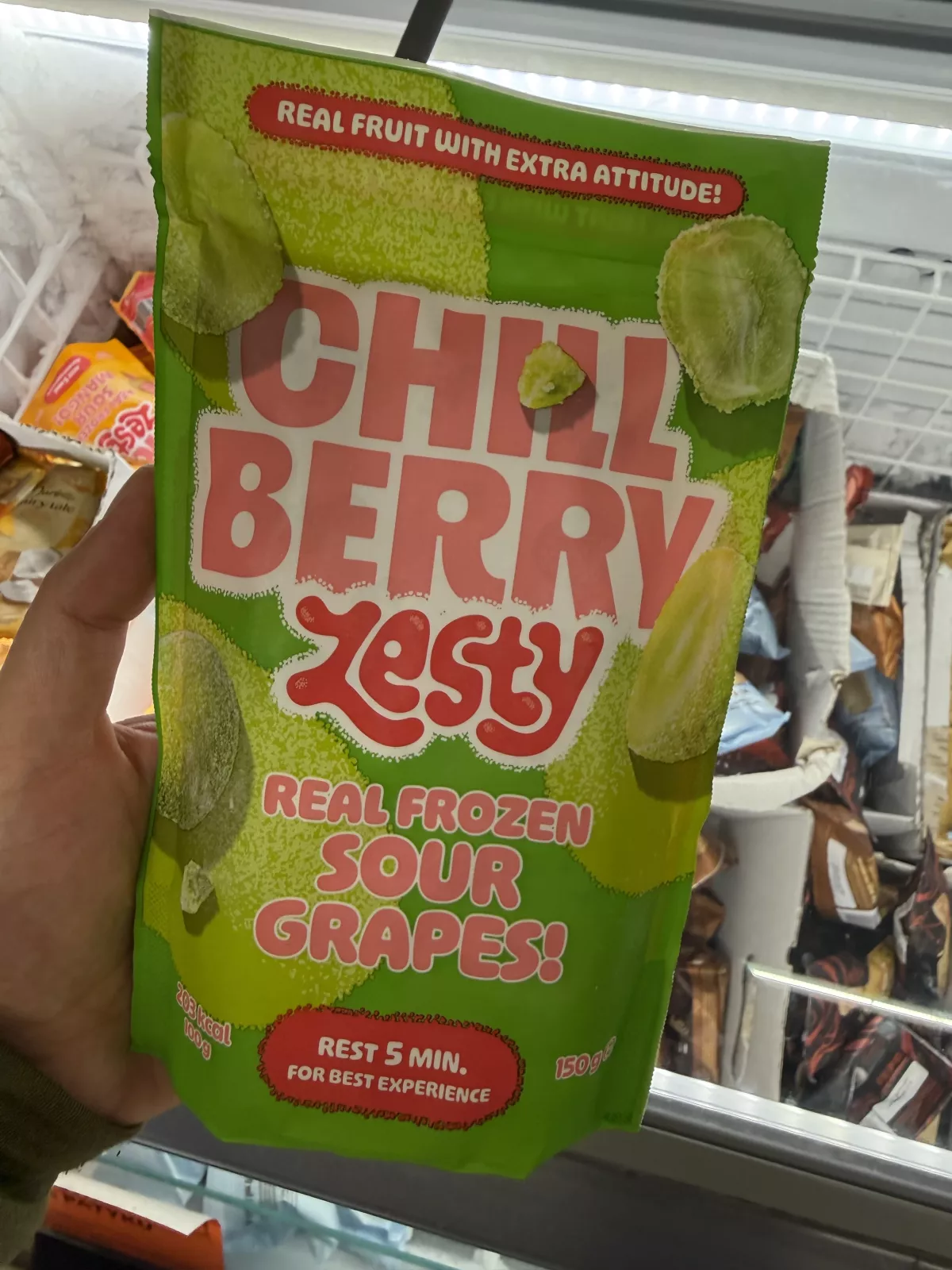 Chillberry Zesty Mrożone winogrona w kwaśnej otoczce o smaku jabłkowym | 150g