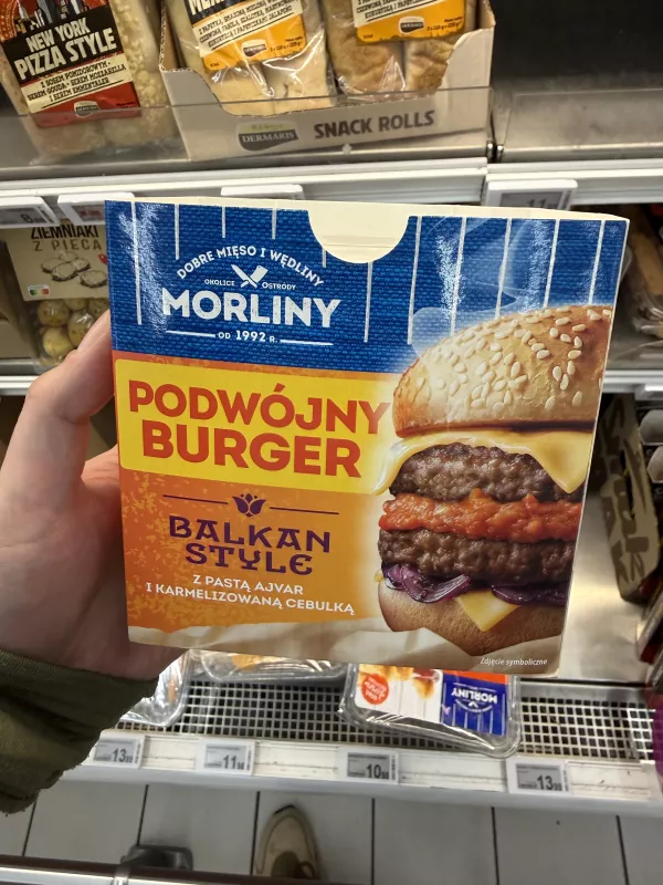 Morliny Podwójny Burger Balkan Style z pastą ajvar i karmelizowaną cebulką | 222g
