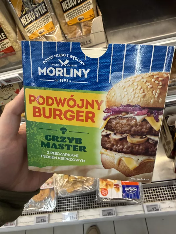 Morliny Podwójny Burger Grzyb Master z pieczarkami i sosem pieprzowym | 222g
