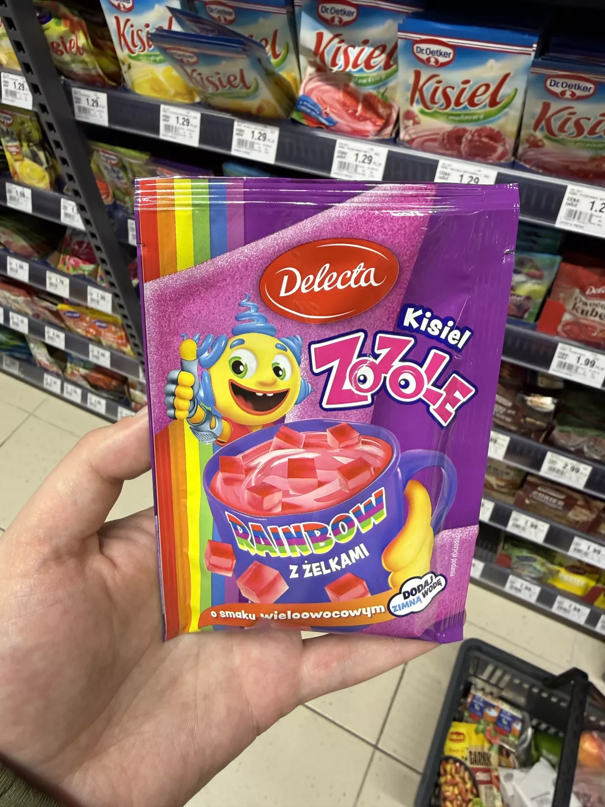 Delecta Kisiel Zozole Rainbow z żelkami o smaku wieloowocowym | 34g