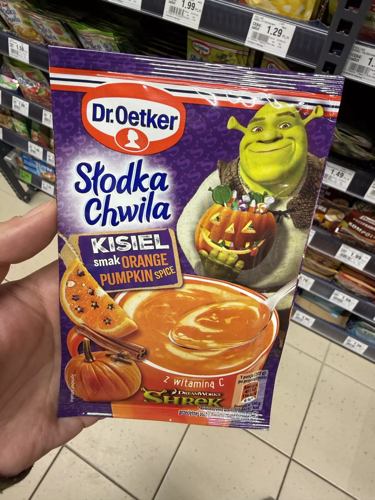 Dr. Oetker Kisiel Shrek Słodka Chwila smak Orange Pumpkin Spice | 30g
