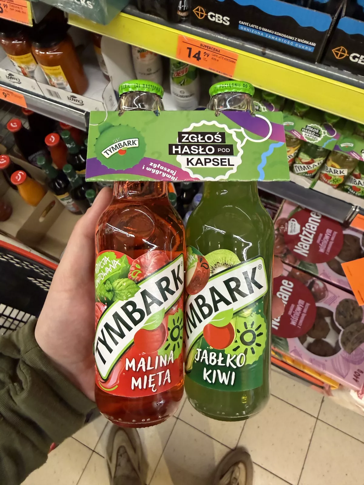 Tymbark Napój malina mięta i jabłko kiwi Zgłoś hasło pod kapsel | 2x250ml