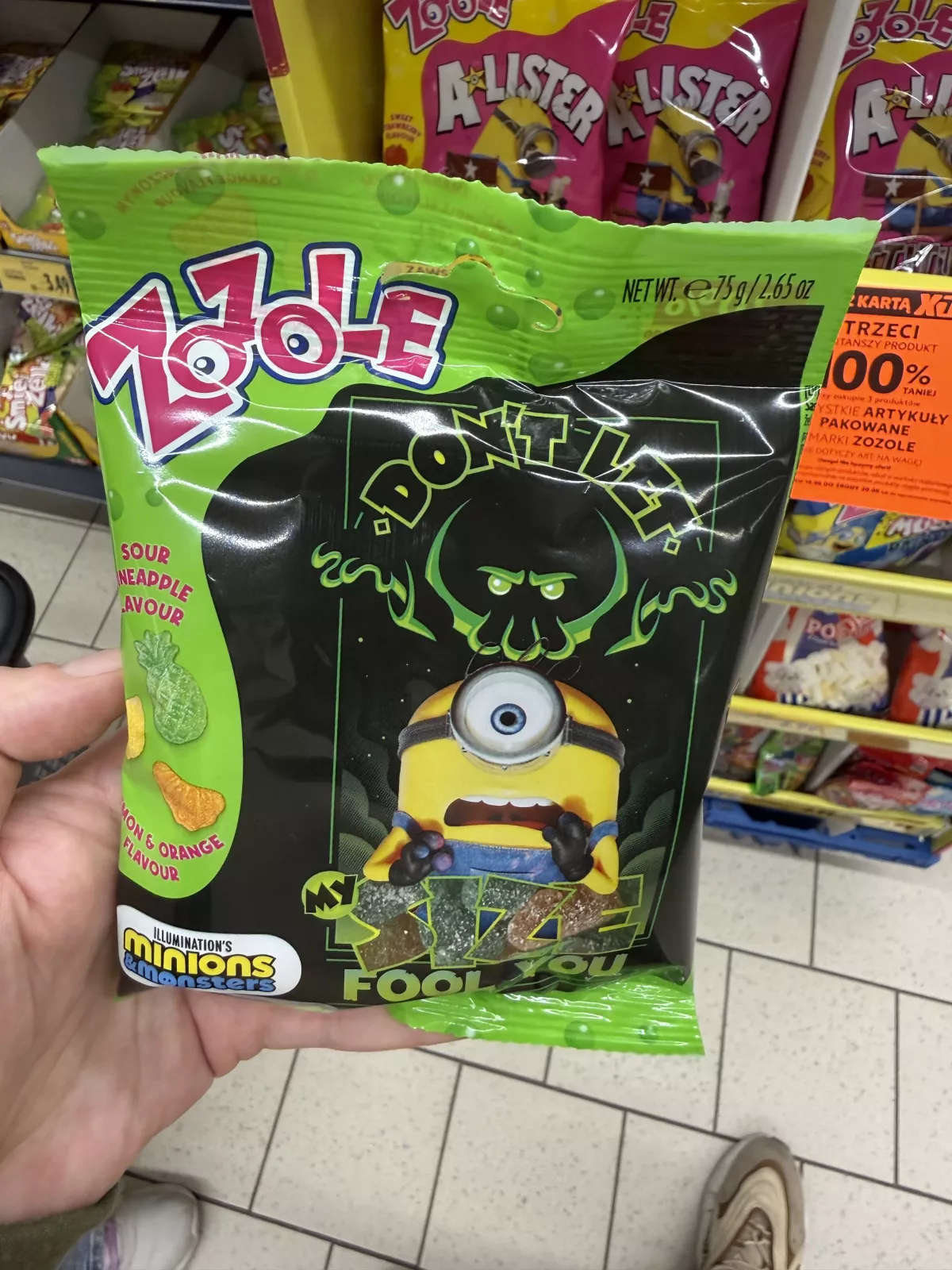 Zozole kwaśne żelki ananas, cytryna, pomarańcza Minions & Monsters | 75g