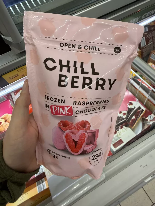 Chillberry Mrożone maliny w różowej czekoladzie | 150g