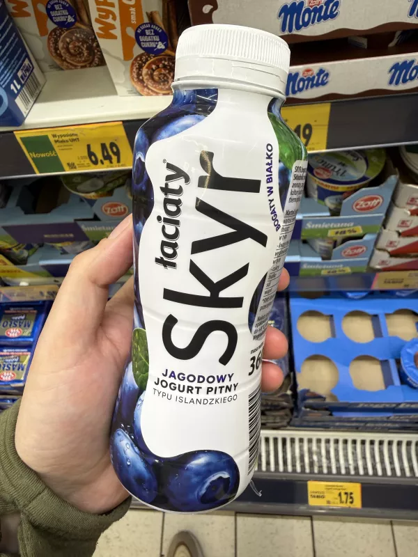 Łaciaty Skyr Jogurt Pitny Jagodowy | 360g