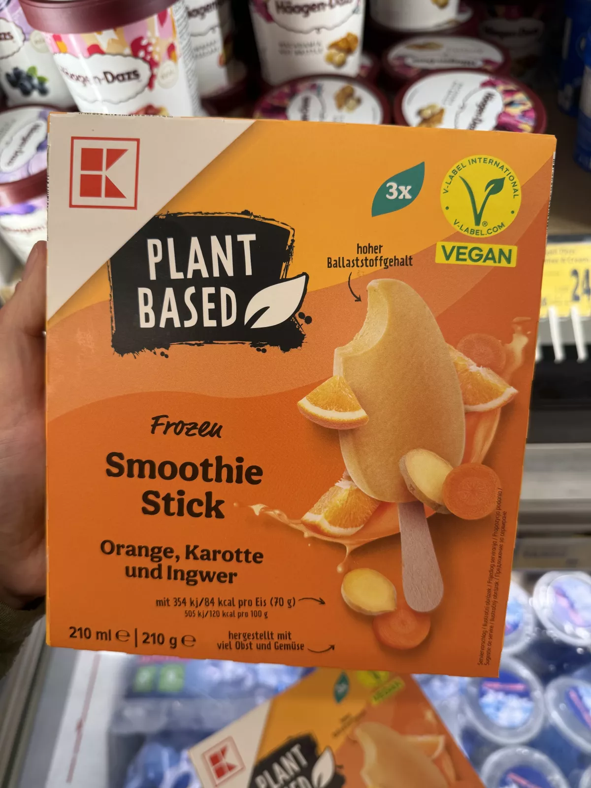Kaufland Plant Based Frozen Smoothie Stick Orange, Karotte und Ingwer | 210g / 210ml