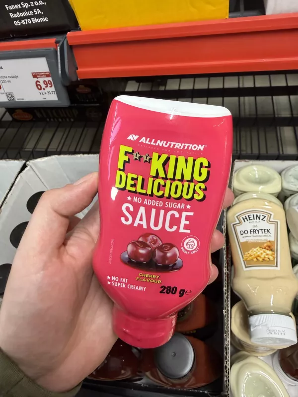 Allnutrition F**king Delicious No Added Sugar Sauce Cherry Flavour / Sos o smaku wiśniowym | 280g