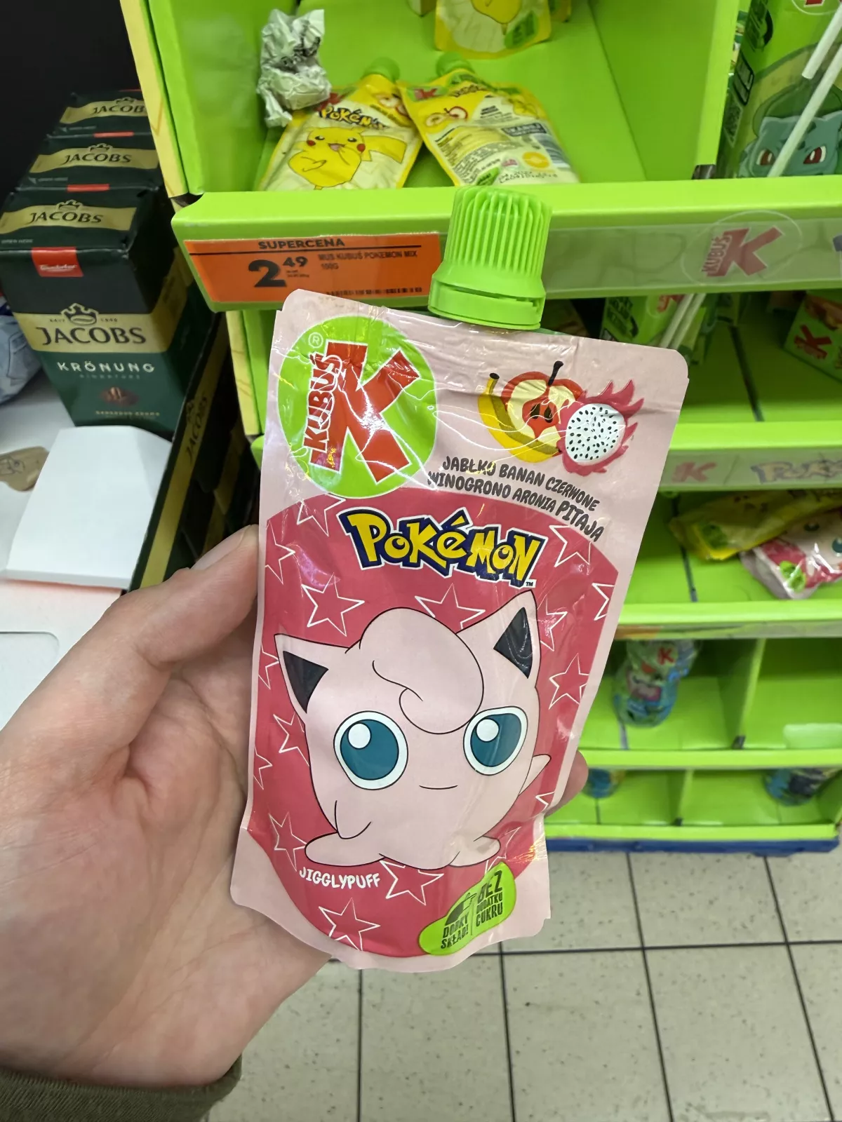 Kubuś Pokémon Mus Jabłko Banan Czerwone Winogrono Aronia Pitaja (Jigglypuff) | 100g