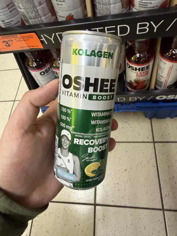 Oshee Vitamin Boost Kolagen Recovery Boost mięta-cytryna-limonka Iga Świątek | 250ml