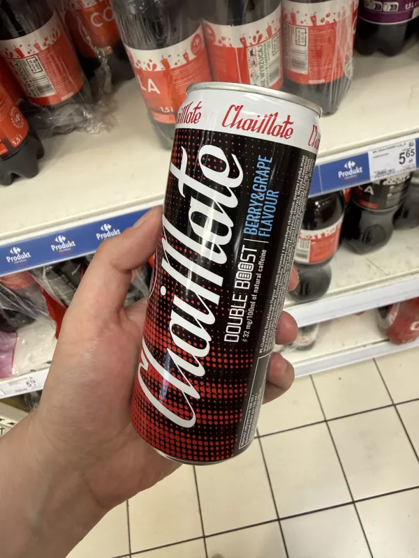 ChaiMate Double Boost Berry & Grape Flavour – gazowany napój z naturalnym ekstraktem guarany i yerba mate | 330ml
