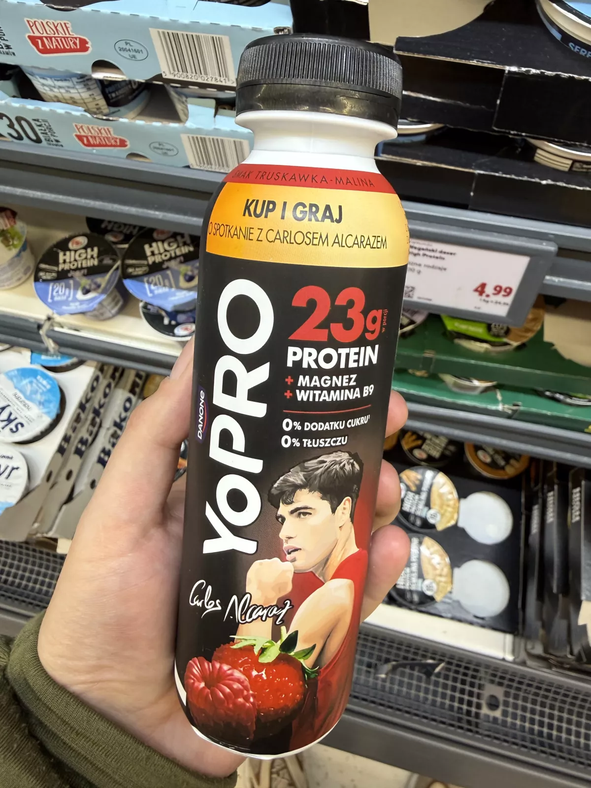 Danone YoPro Jogurt pitny smak truskawka-malina (edycja Carlos Alcaraz) | 270g