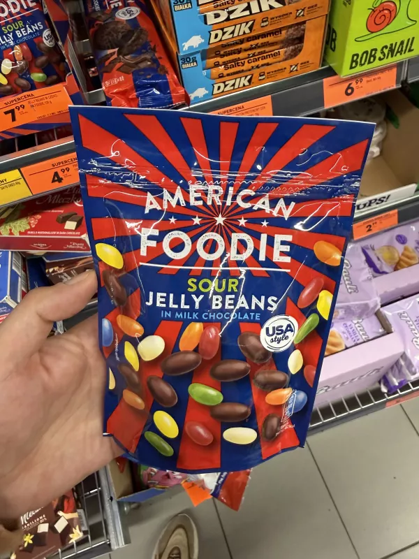American Foodie Sour Jelly Beans in Milk Chocolate | 120g