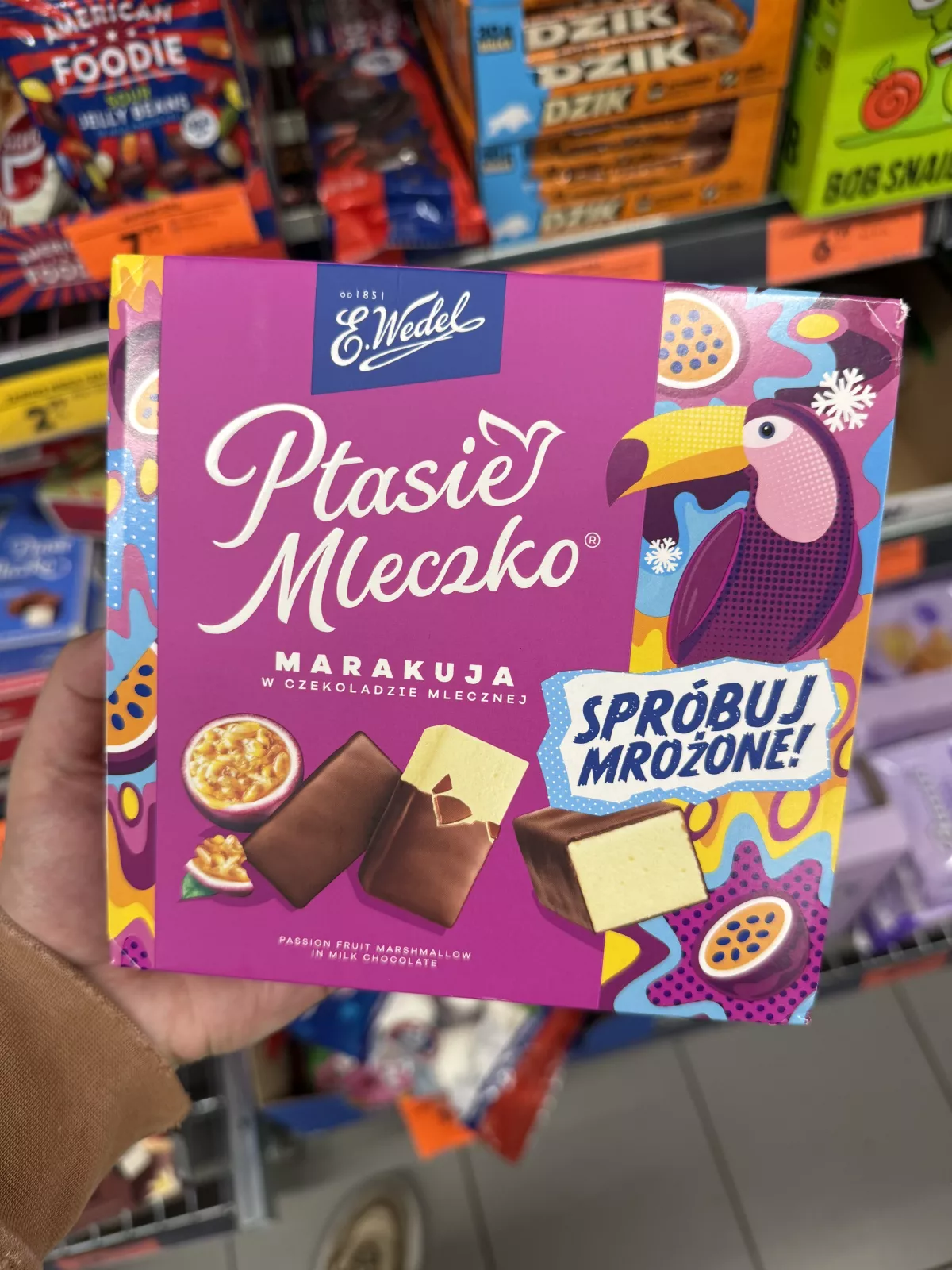 E. Wedel Ptasie Mleczko Marakuja w czekoladzie mlecznej | 340g