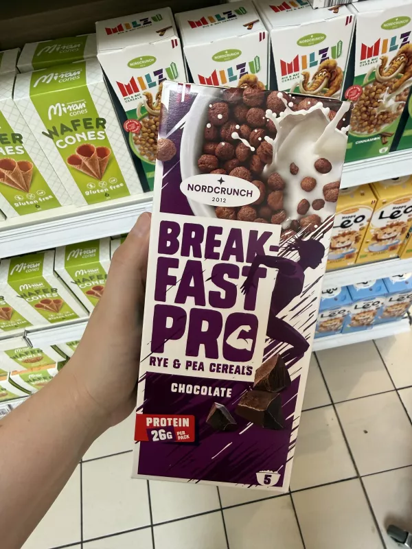 Nordcrunch Breakfast Pro / Kulki zbożowe żytnio-grochowe z czekoladą | 150g