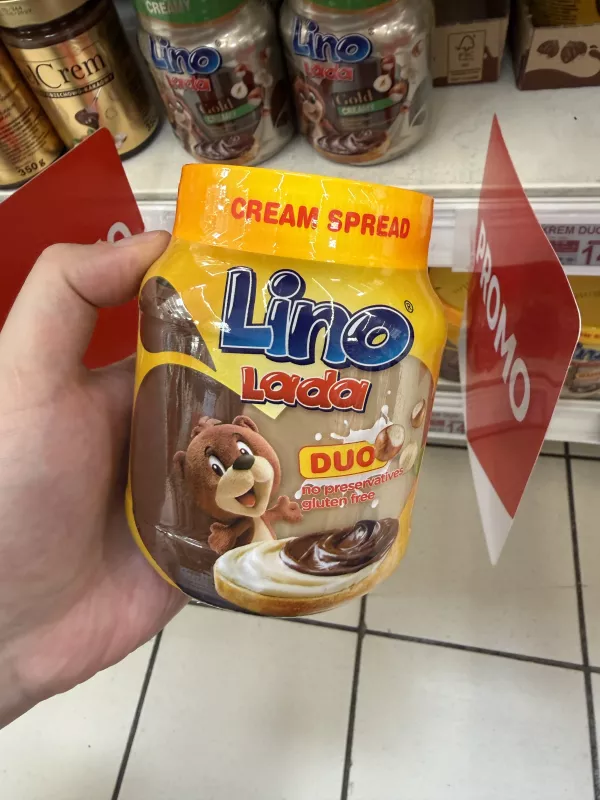 Lino Lada Duo Cream Spread / Krem do smarowania mleczny i orzechowo-kakaowy | 350g