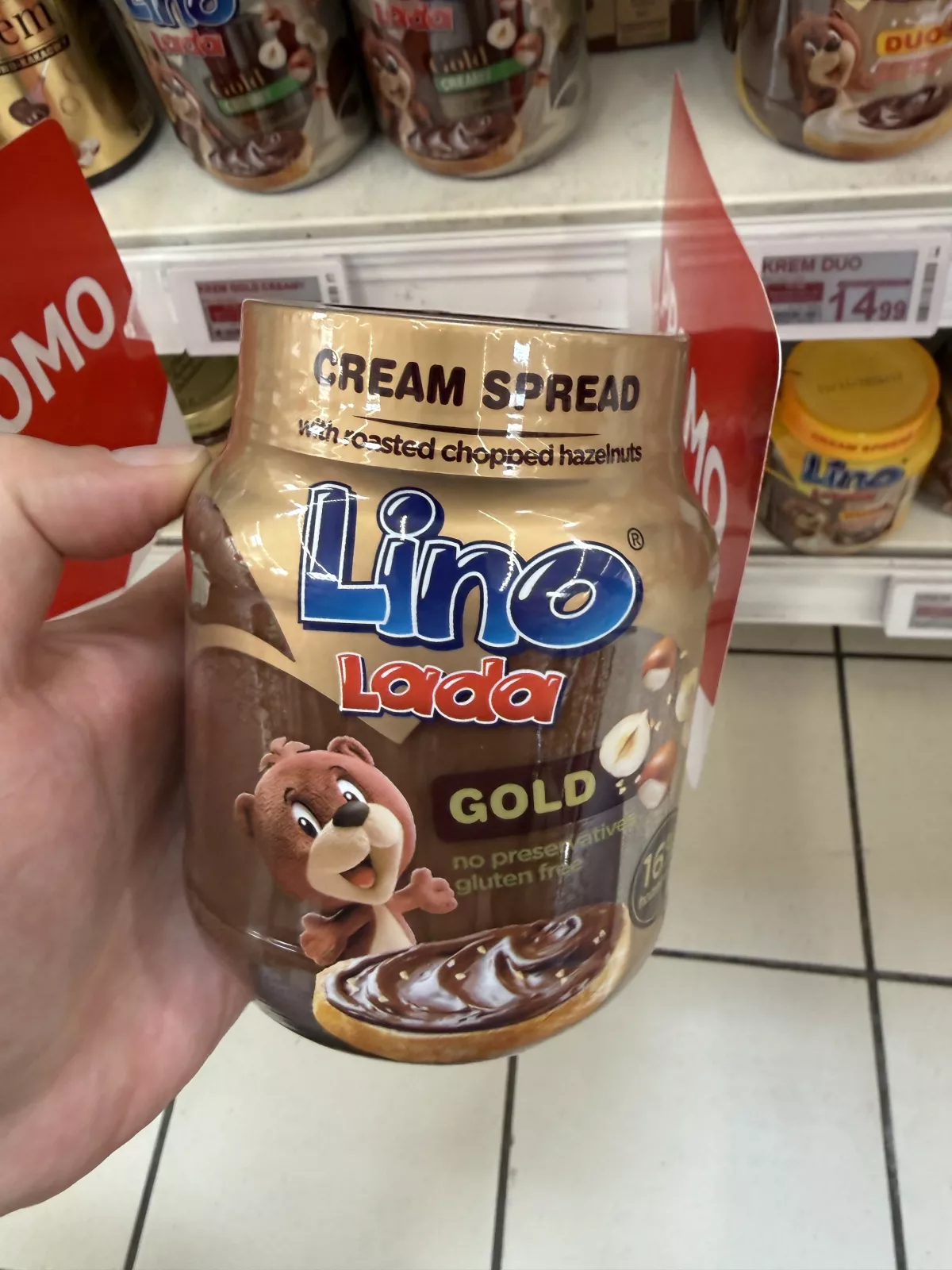 Lino Lada Gold / Orzechowy krem do smarowania z kawałkami prażonych orzechów laskowych | 350g