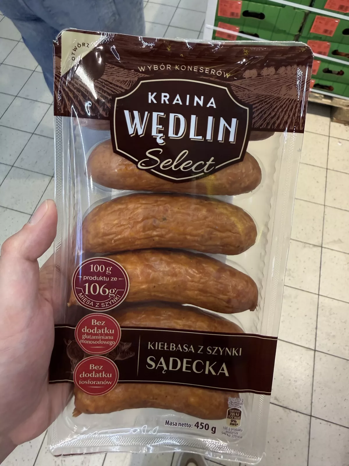 Kraina Wędlin Select Kiełbasa z szynki Sądecka | 450g