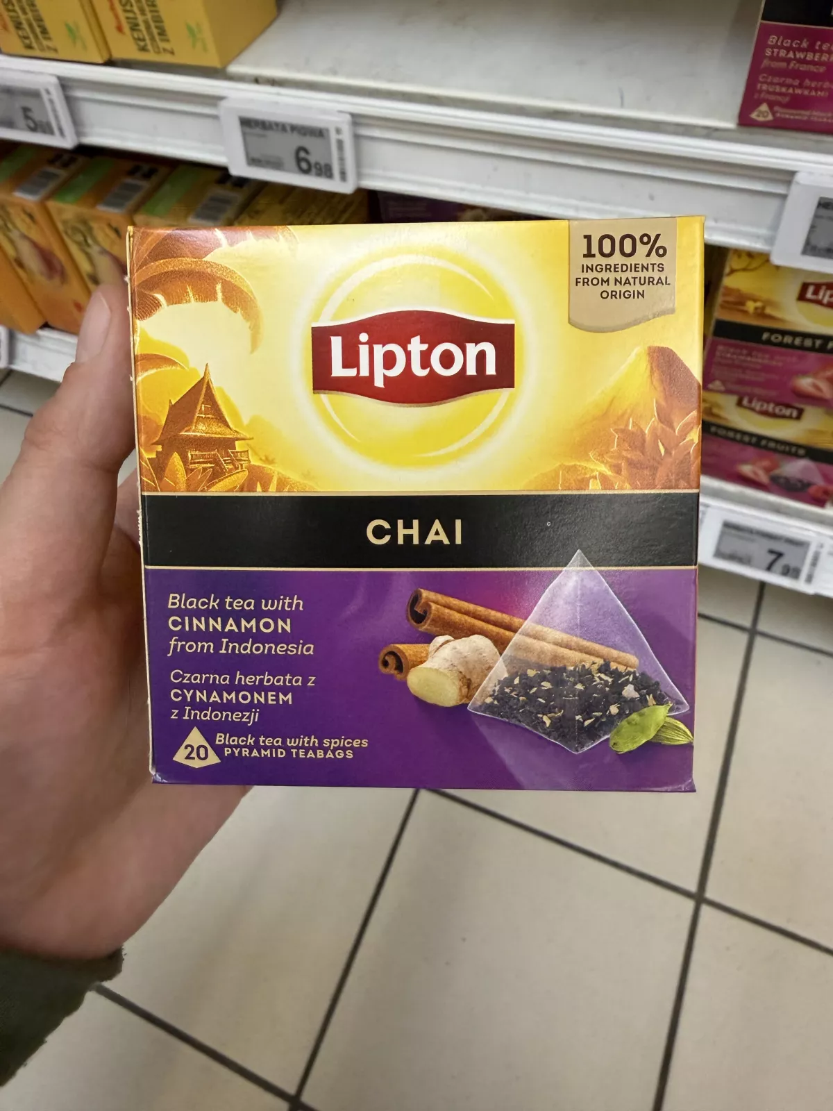 Lipton Chai herbata czarna z cynamonem z Indonezji 20 torebek | 34g