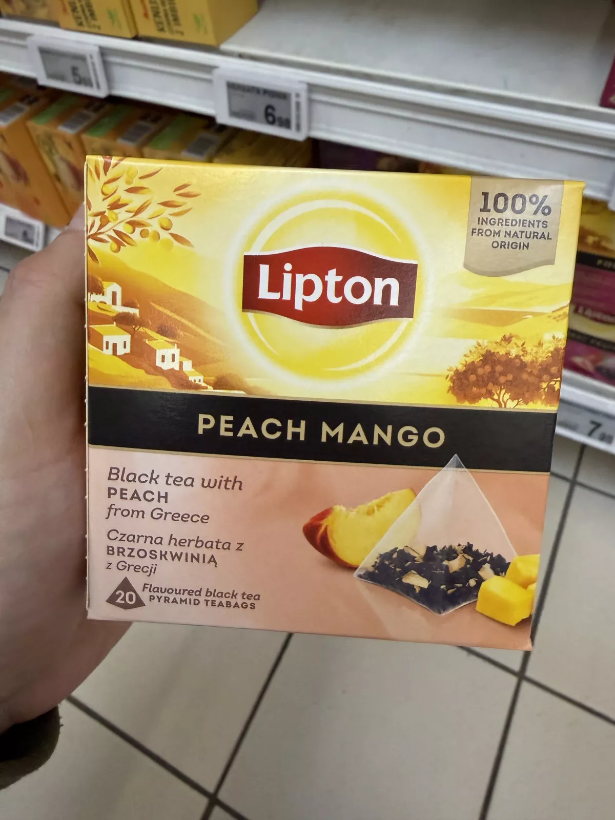 Lipton Peach Mango herbata czarna aromatyzowana 20 torebek | 34g