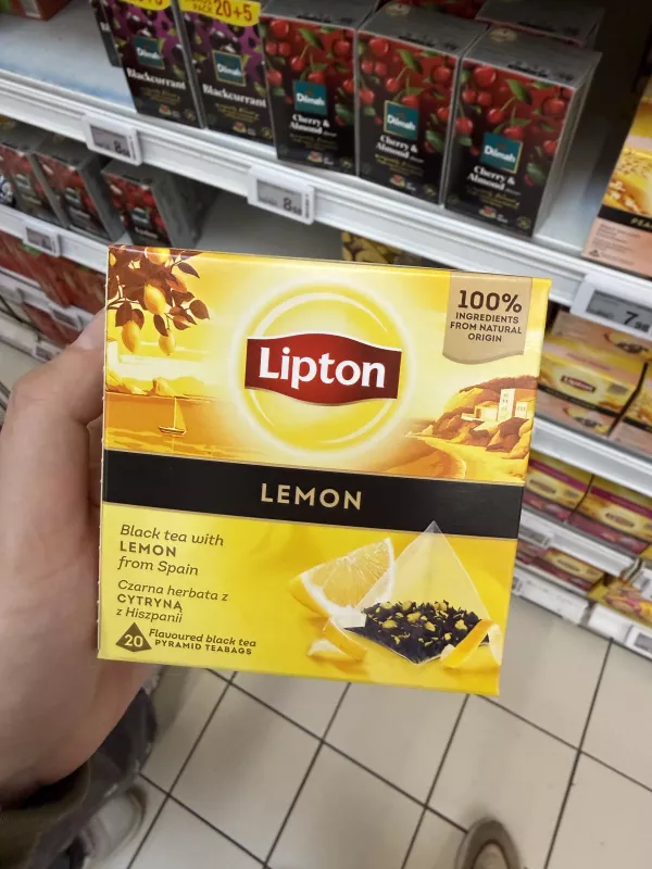 Lipton Lemon herbata czarna z cytryną z Hiszpanii 20 torebek | 34g