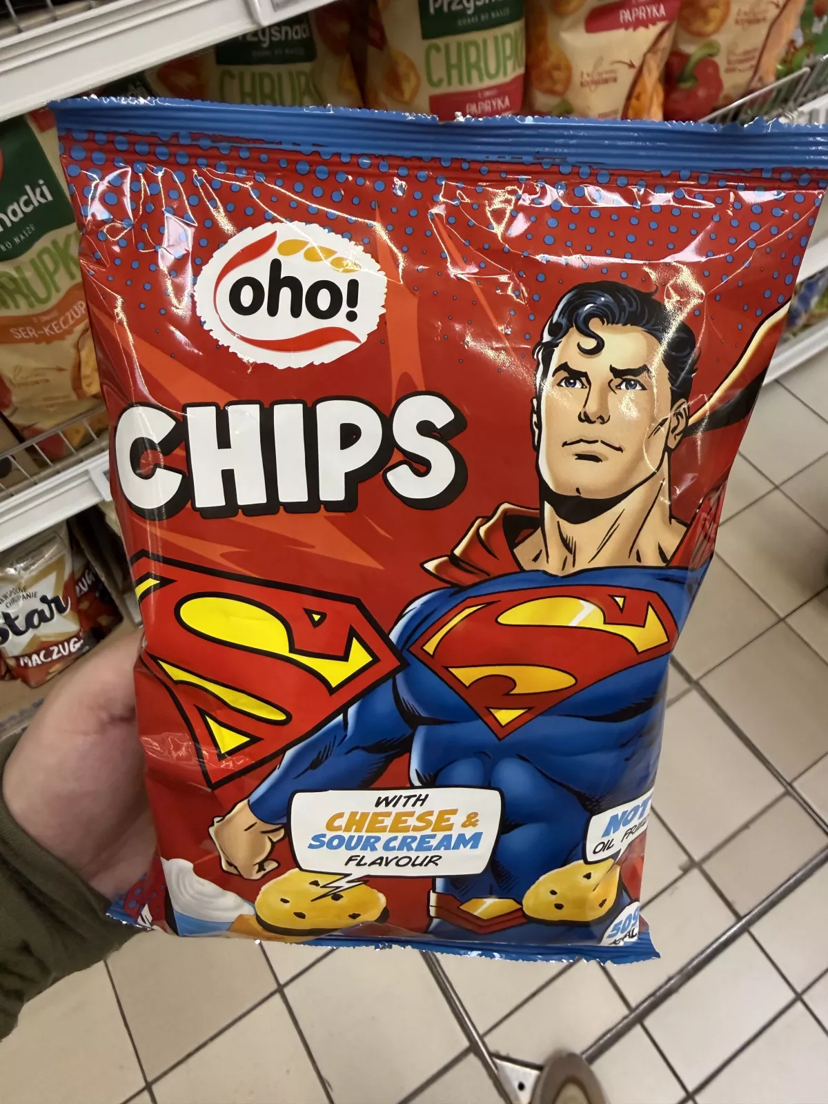 OHO Chips Superman Cheese & Sour Cream / Chipsy o smaku sera i śmietany | 50g