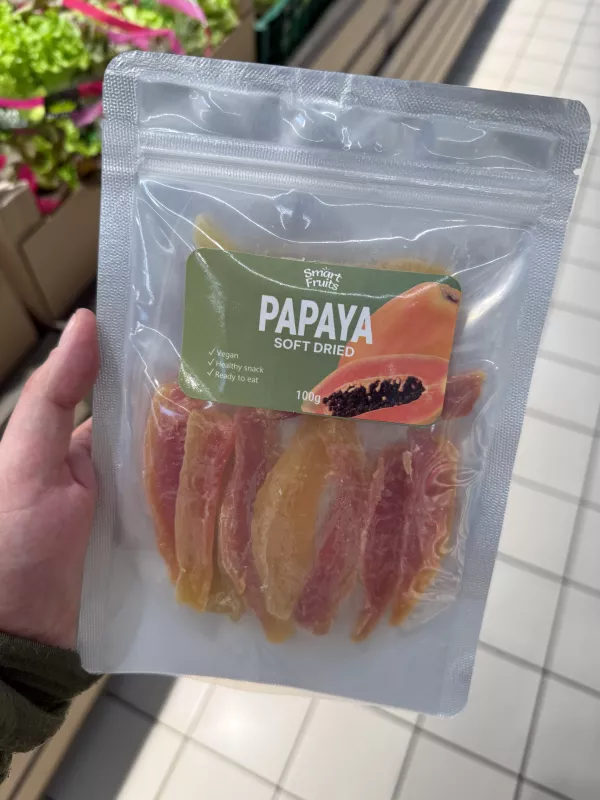 Smart Fruits Papaya Soft Dried / Papaja plastry suszone, miękkie | 100g