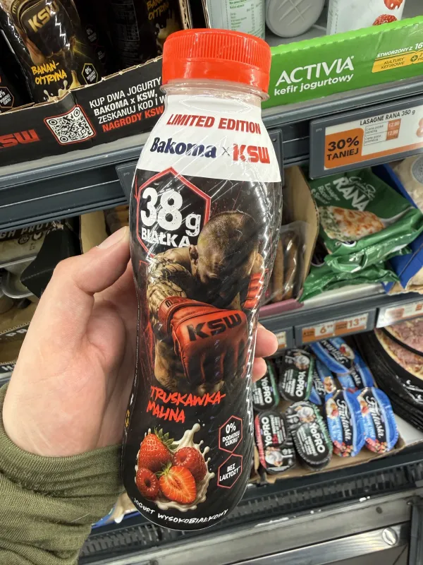 Bakoma x KSW Jogurt wysokobiałkowy truskawka-malina (edycja limitowana) | 380g