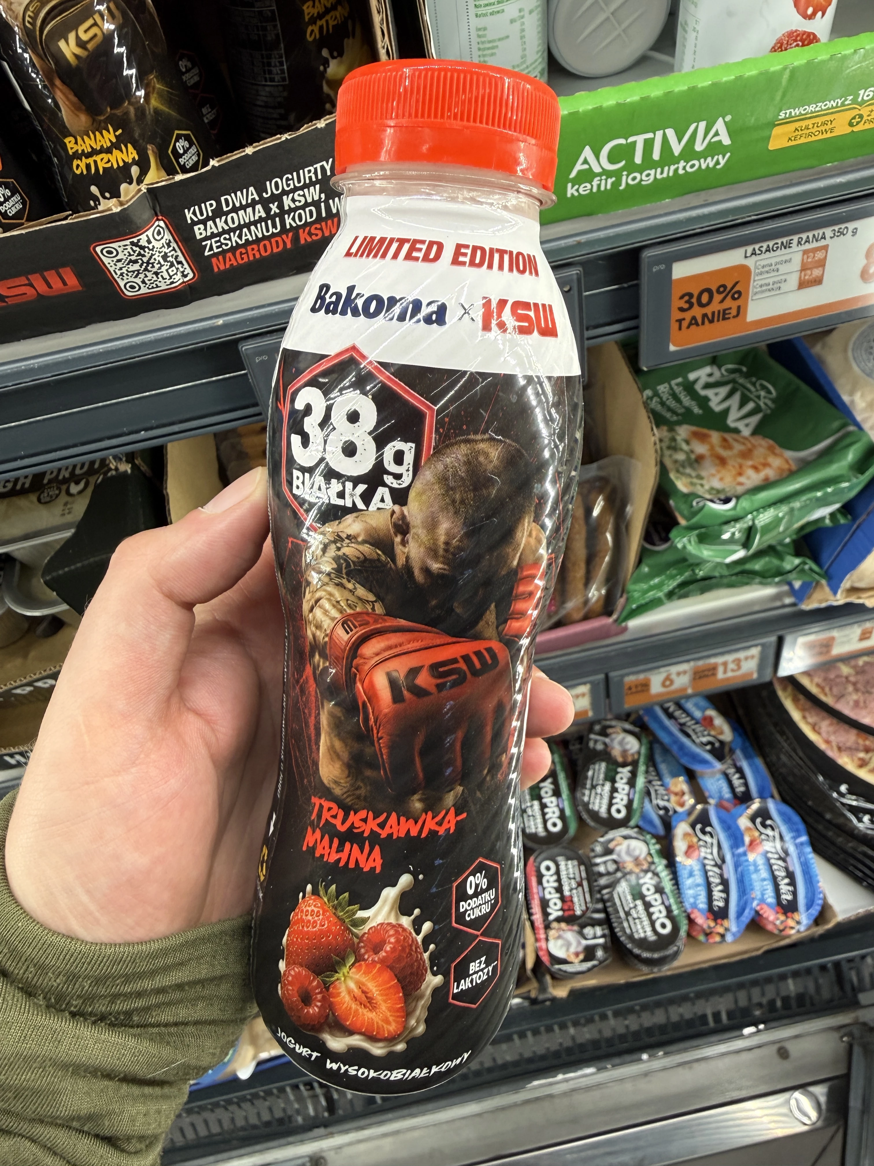 Bakoma x KSW Jogurt wysokobiałkowy truskawka-malina (edycja limitowana) | 380g