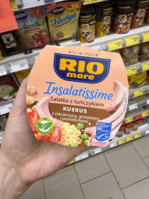 Rio Mare Insalatissime Sałatka z tuńczykiem Kuskus z ciecierzycą, groszkiem i pomidorkami | 160g