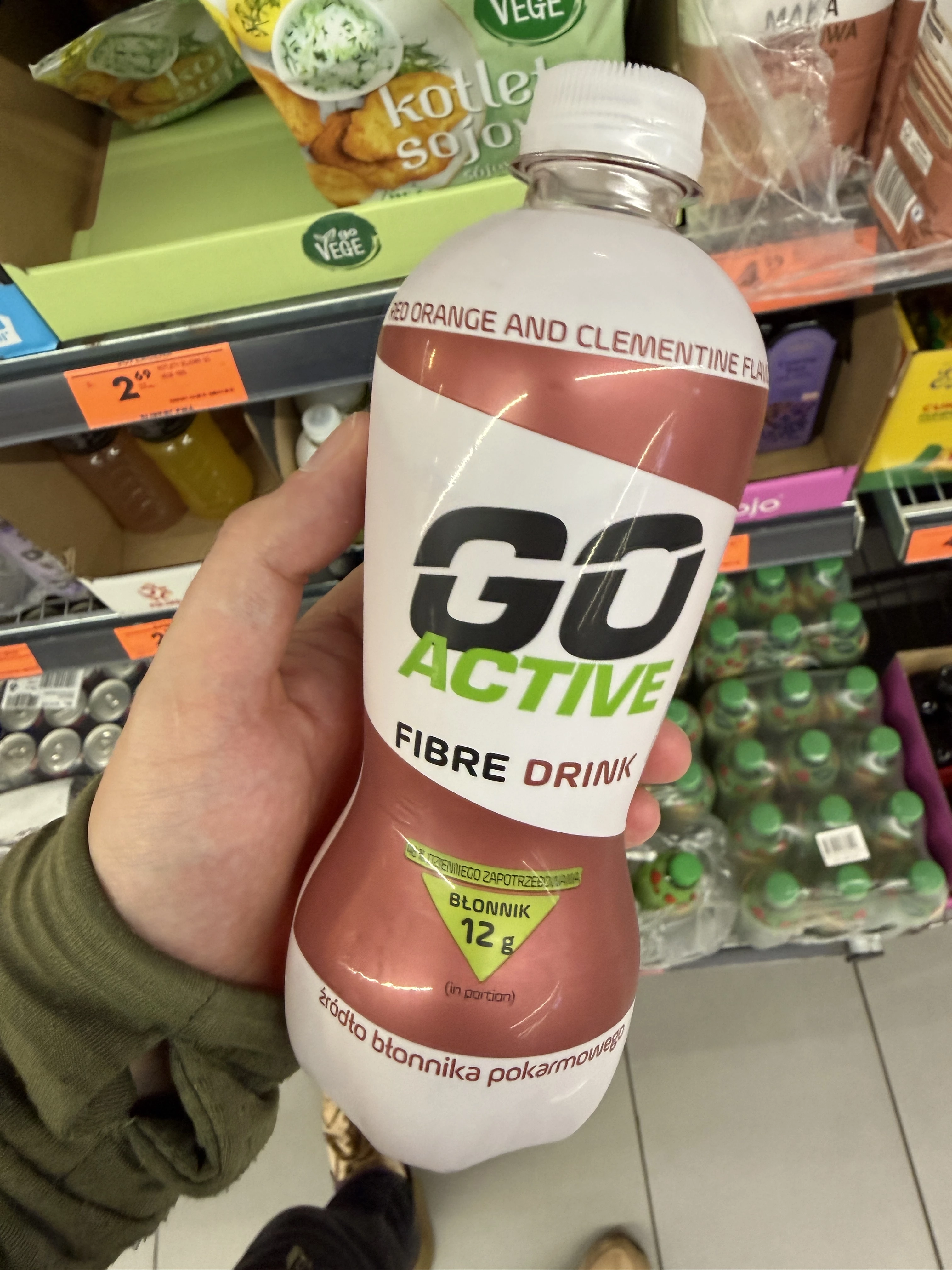Go Active Fibre Drink Red Orange and Clementine Flavour / Napój gazowany o smaku czerwonej pomarańczy i klementynki z błonnikiem | 400ml
